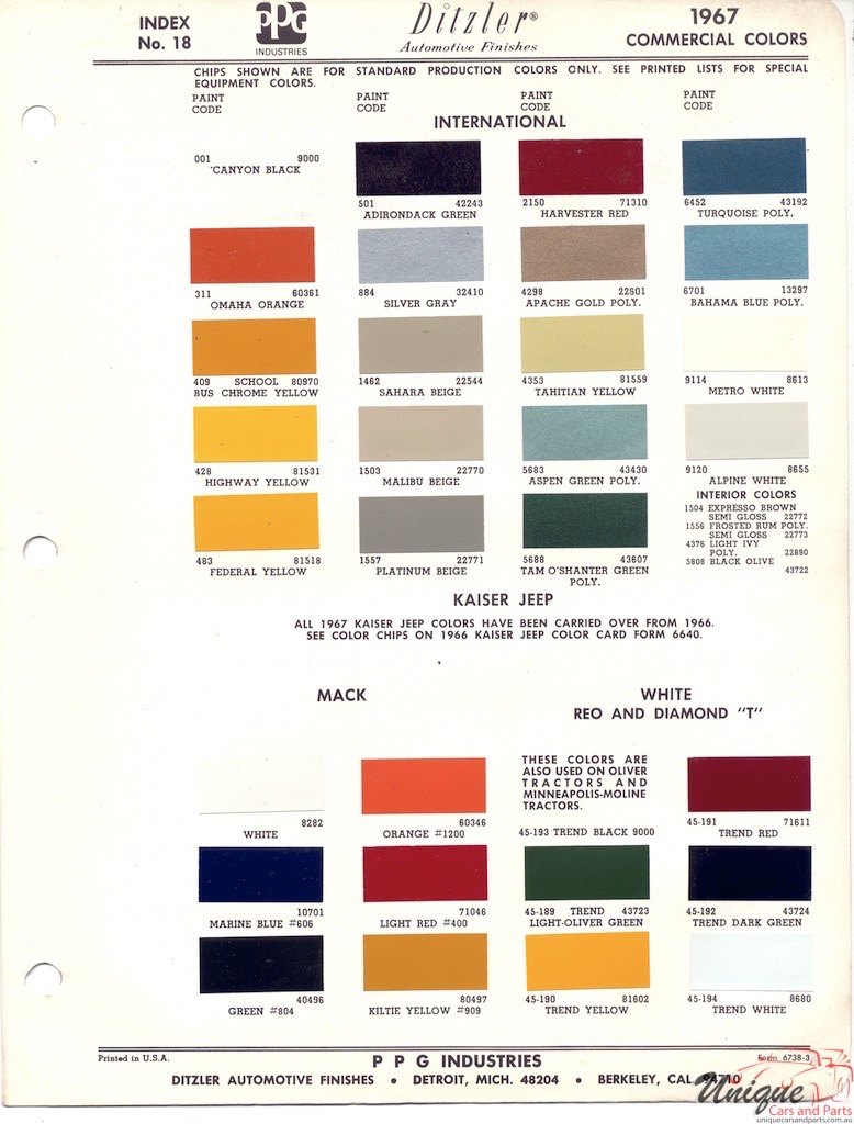 1967 International Paint Charts PPG